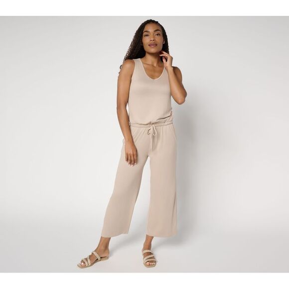 Muk Luks Women's Petite Sleepwear PM Cloud Knit Sleeveless Crop Brown A684062 - Picture 1 of 4